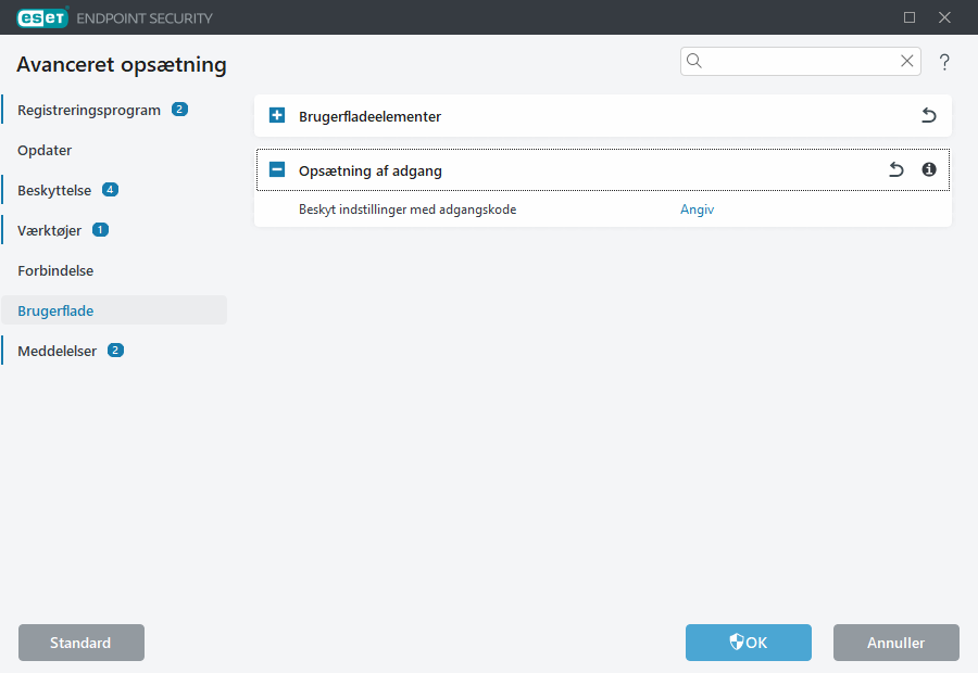 Avanceret opsætning af adgangsopsætning