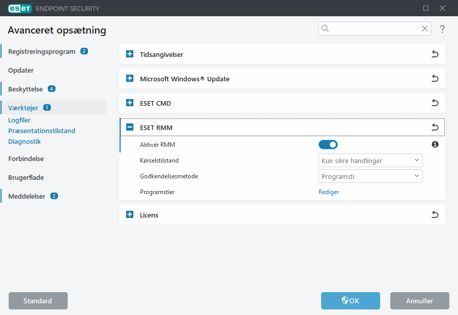 Avanceret opsætning af ESET RMM