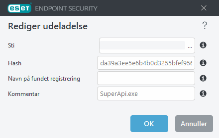 Rediger udeladelseshash