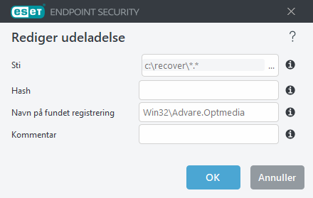 Rediger udeladelsestrussel
