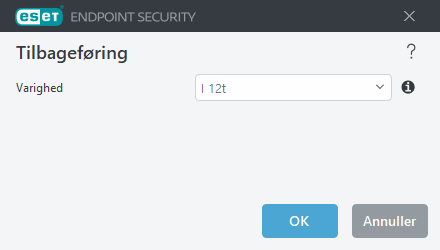 Tidsinterval for annullering af opdatering