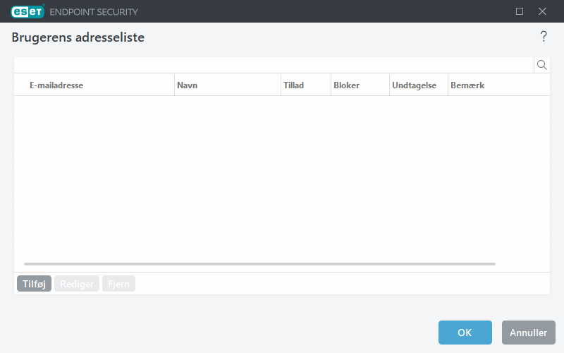 Brugerens adresseliste