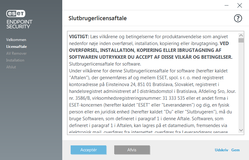 Slutbrugerlicensaftale