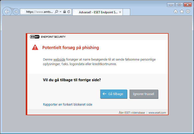 Potentielt forsøg på phishing