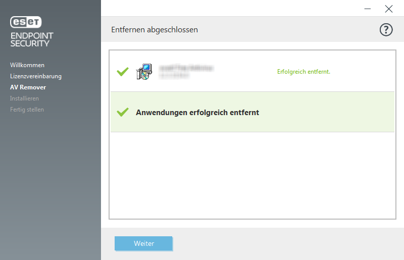 Entfernen abgeschlossen