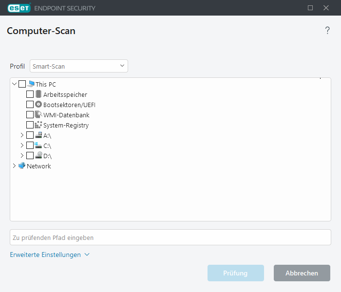 Benutzerdefinierter Scan