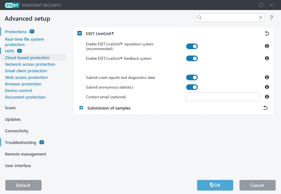 ESET LiveGrid® Advanced setup ESET LiveGrid® Advanced setup