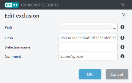 Edit exclusion hash Edit exclusion hash