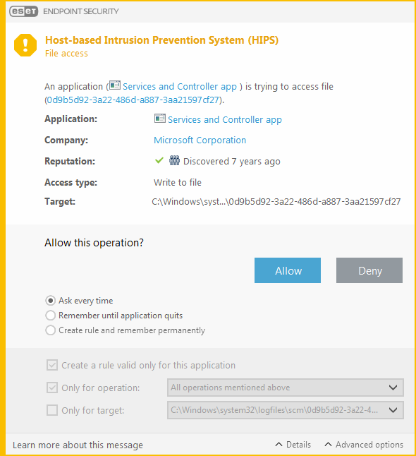 Host-based Intrusion Prevention System notification Host-based Intrusion Prevention System notification