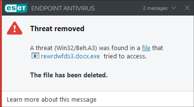 Ransomware removed notification Ransomware removed notification
