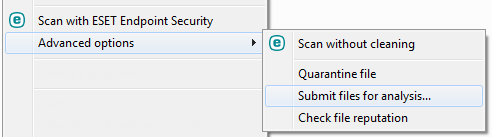 Context menu Context menu