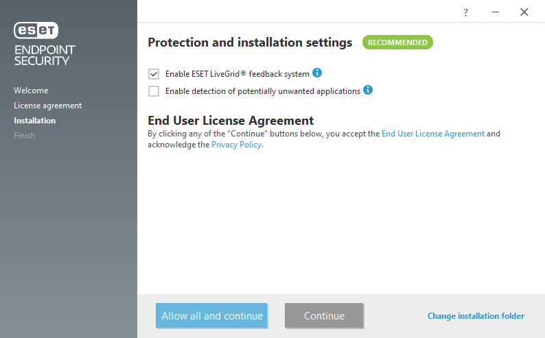 Settings and EULA