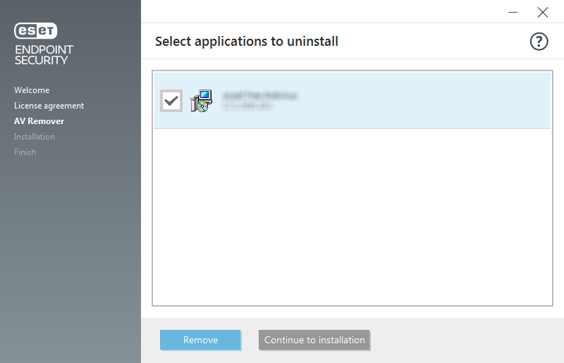 Select app to uninstall