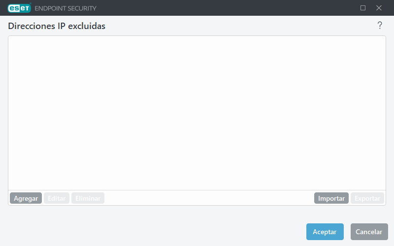 Direcciones IP excluidas