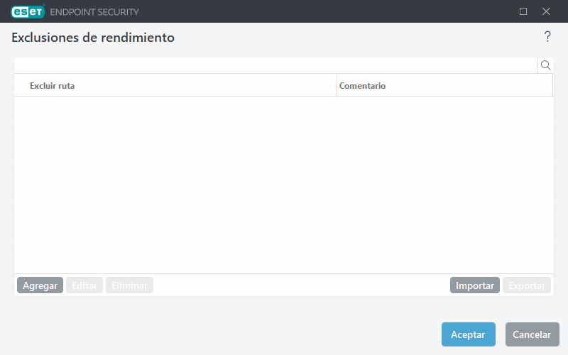 Exclusiones de rendimiento