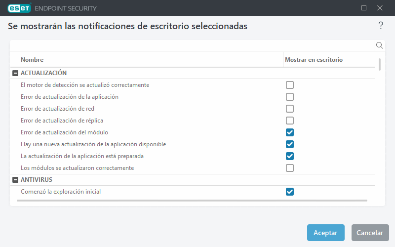 Notificaciones en el escritorio