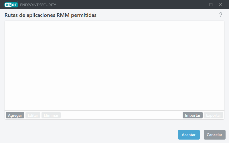 Rutas de aplicaciones RMM permitidas