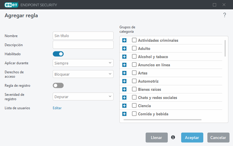 Grupos de categoría Grupos de categoría