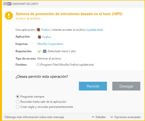 Notificación de HIPS
