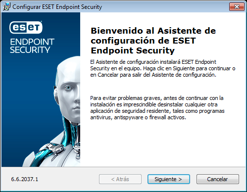 Mensaje de bienvenida de instalación