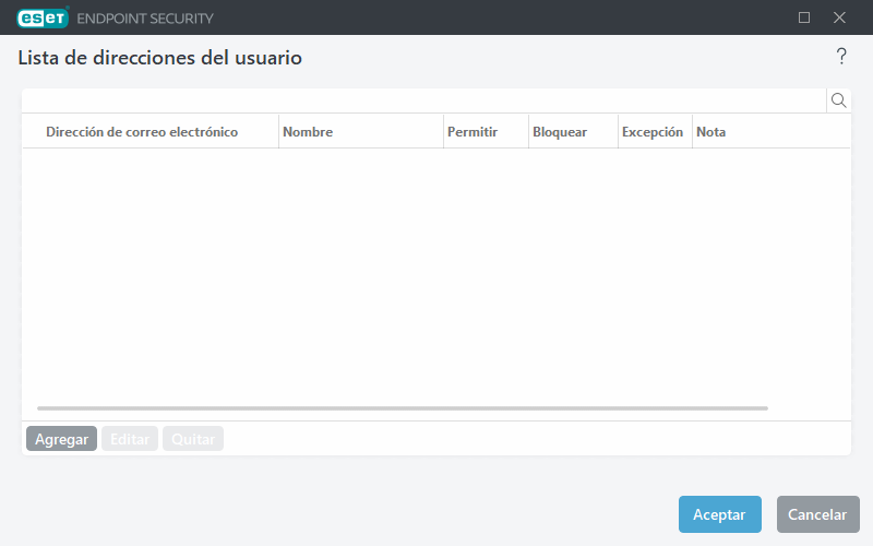 Lista de direcciones del usuario