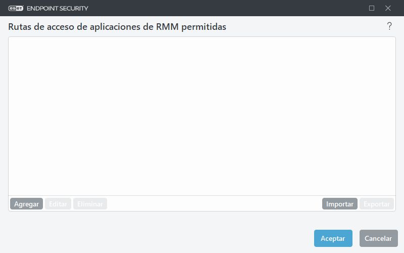 Rutas de acceso de aplicaciones de RMM permitidas