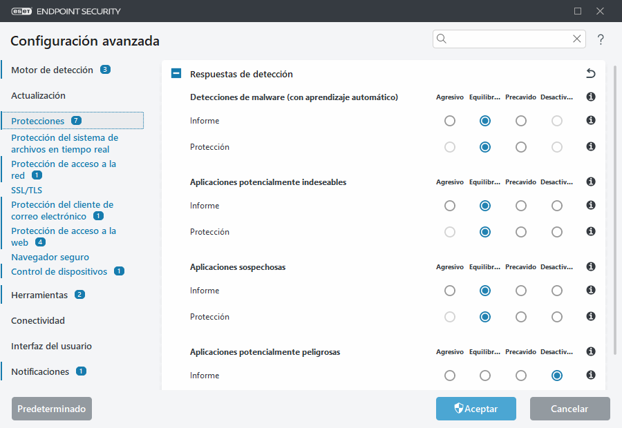 Configuración avanzada