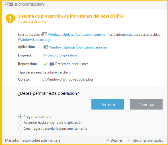 Notificación del HIPS