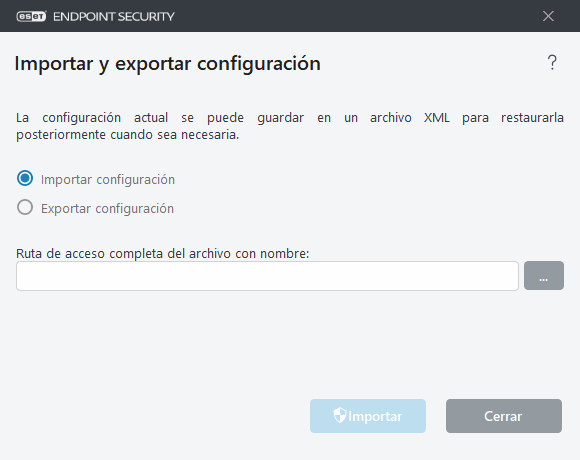 Importar y exportar configuración