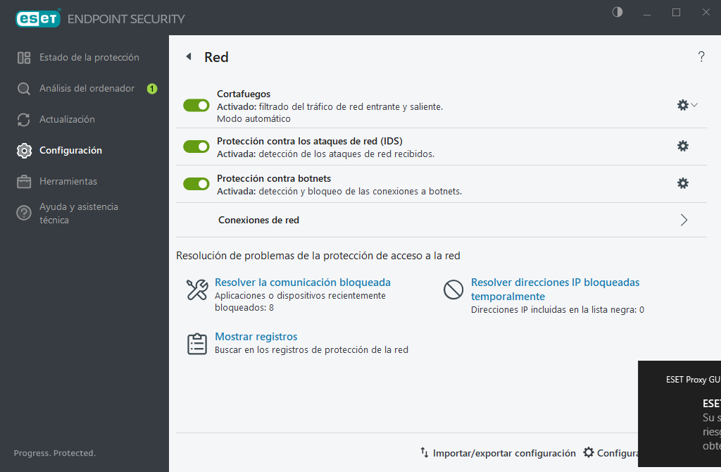 Configuración de red