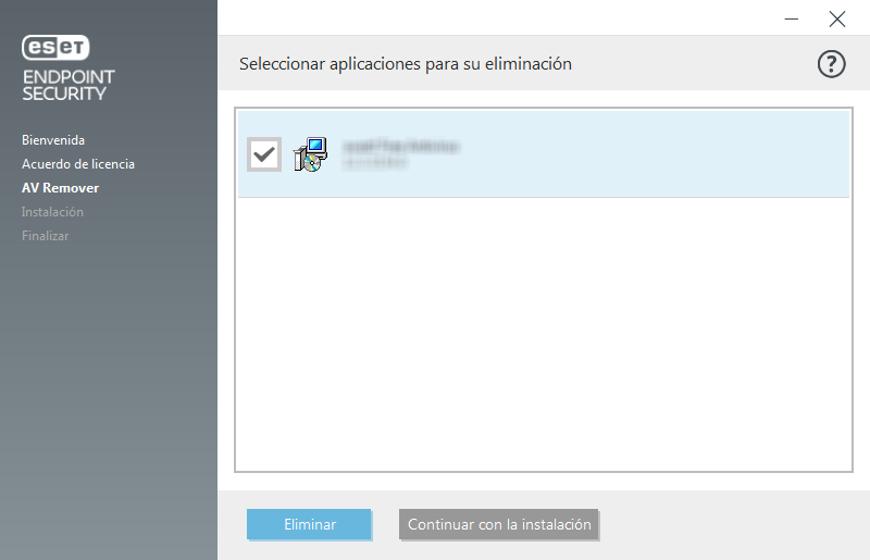 Seleccionar la aplicación que desinstalar