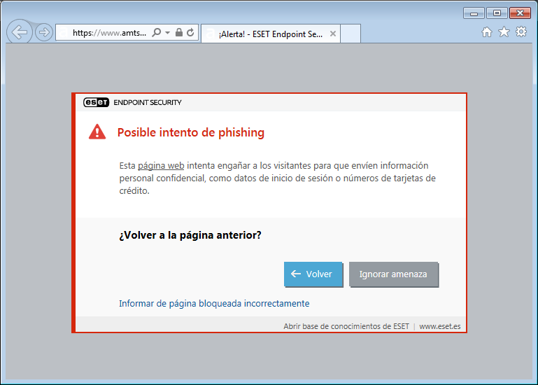 Posible intento de phishing