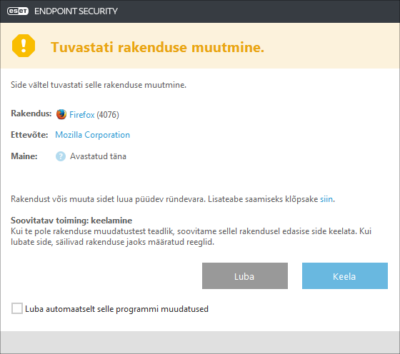 Rakenduse muutmise tuvastus