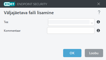 Väljajäetava faili lisamine