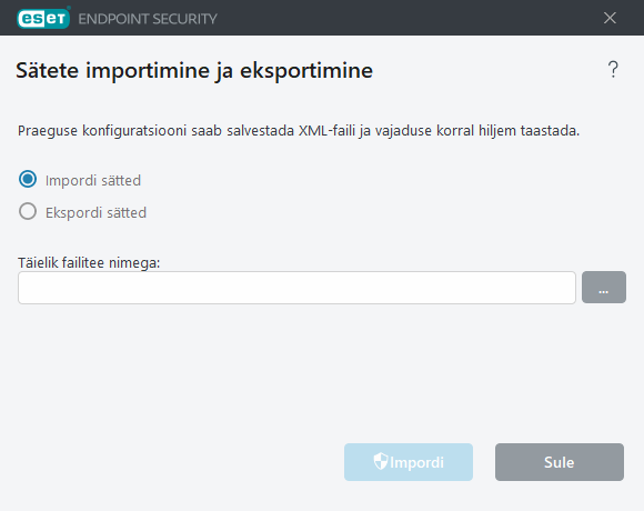 Sätete importimine ja eksportimine