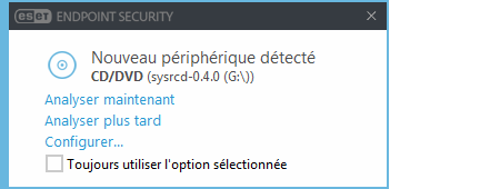 Notification de nouveau périphérique détecté