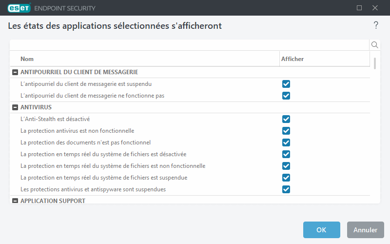 États de l'application