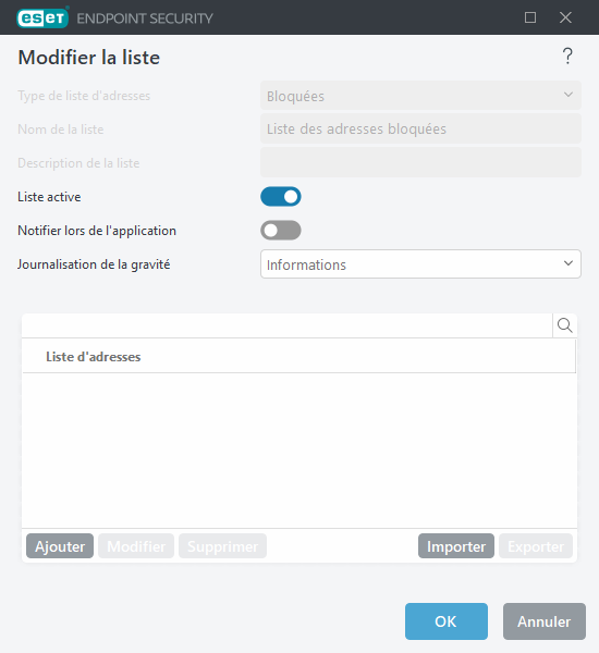 Gestion de la liste d'URL