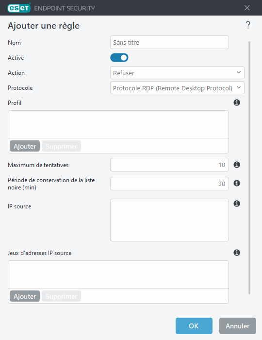 Ajouter une règle de protection contre les attaques par force brute