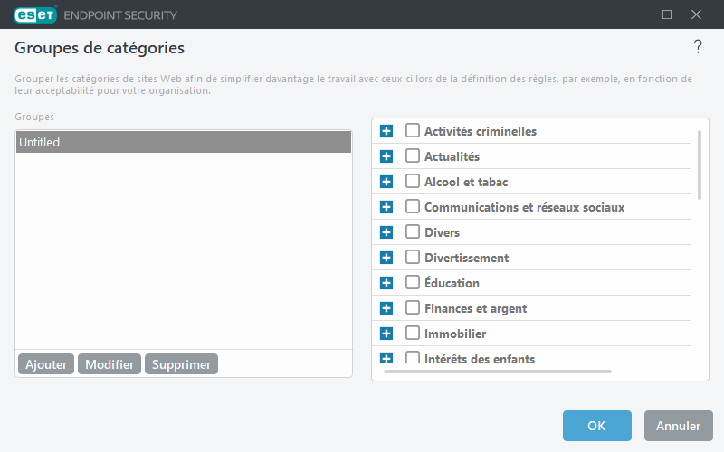 Groupes de catégories