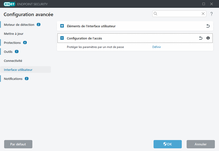 Configuration avancée de l'accès