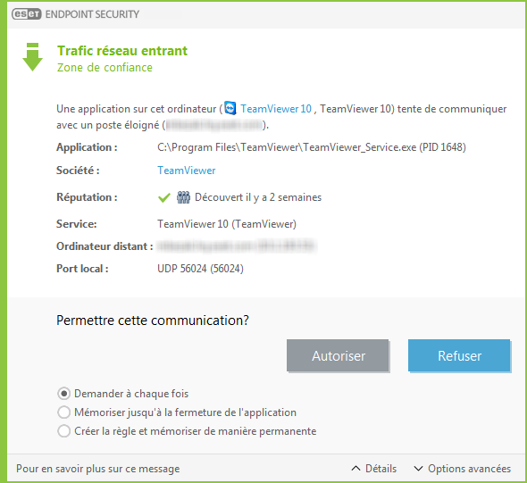 Trafic réseau entrant