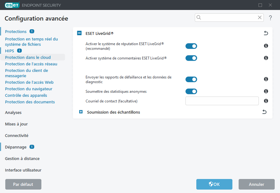 Configurations avancées d'ESET LiveGrid®
