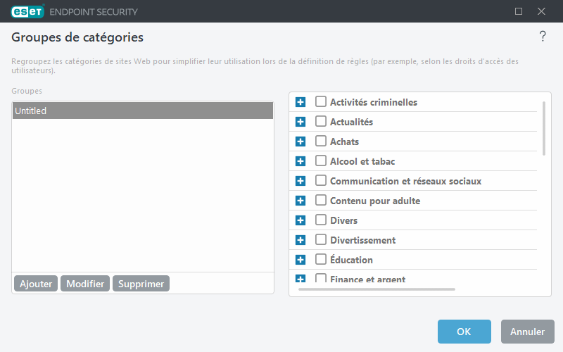 Groupes de catégories