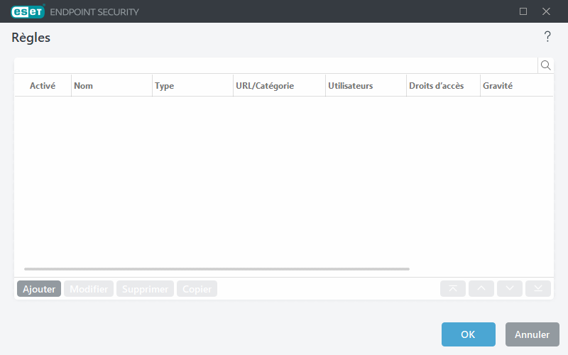 Règles du filtrage web