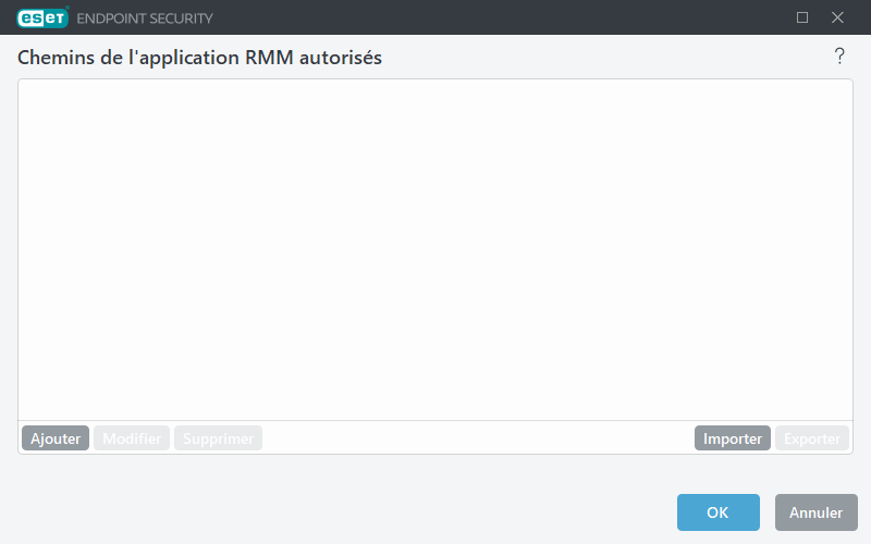 Chemins de l'application RMM autorisés