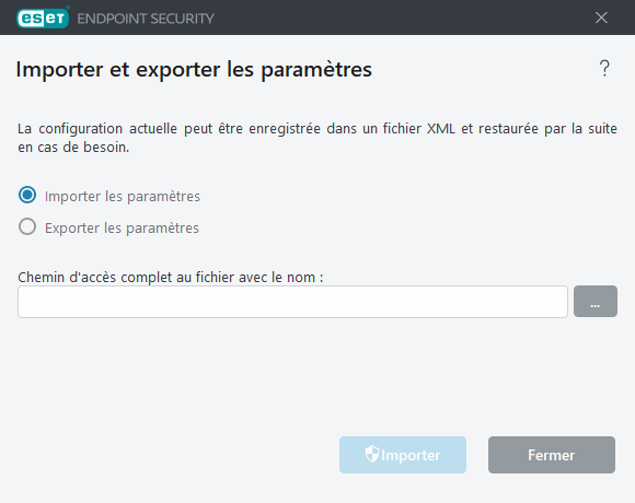 Importer et exporter les paramètres