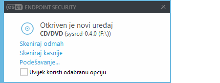 Obavijest o otkrivenom novom uređaju