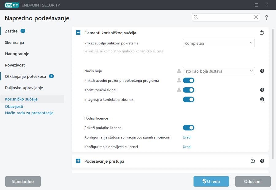 Napredno podešavanje elemenata korisničkog sučelja