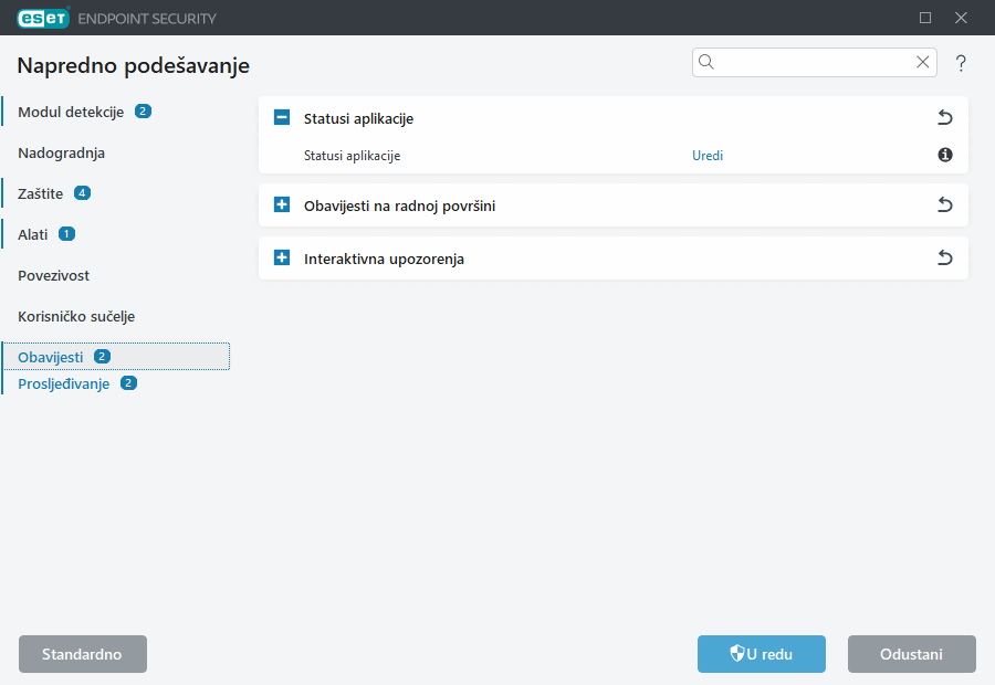 Napredno podešavanje obavijesti